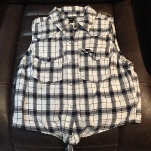 A plaid white and black top from forever 21